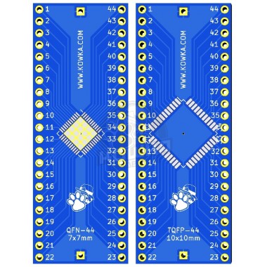 PCB para probar IC SMD 44 pin en prototipos THT